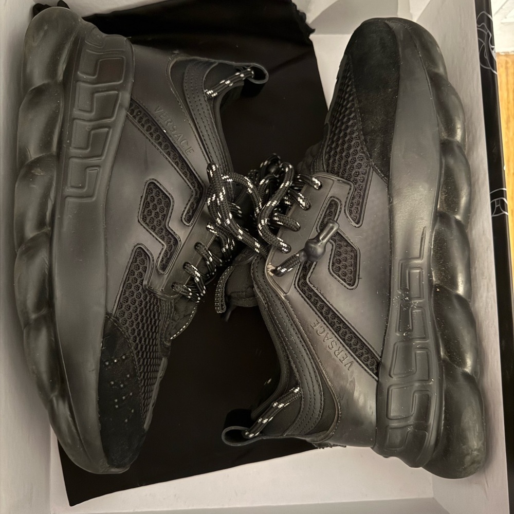 Versace Black Chain Detail Sneakers